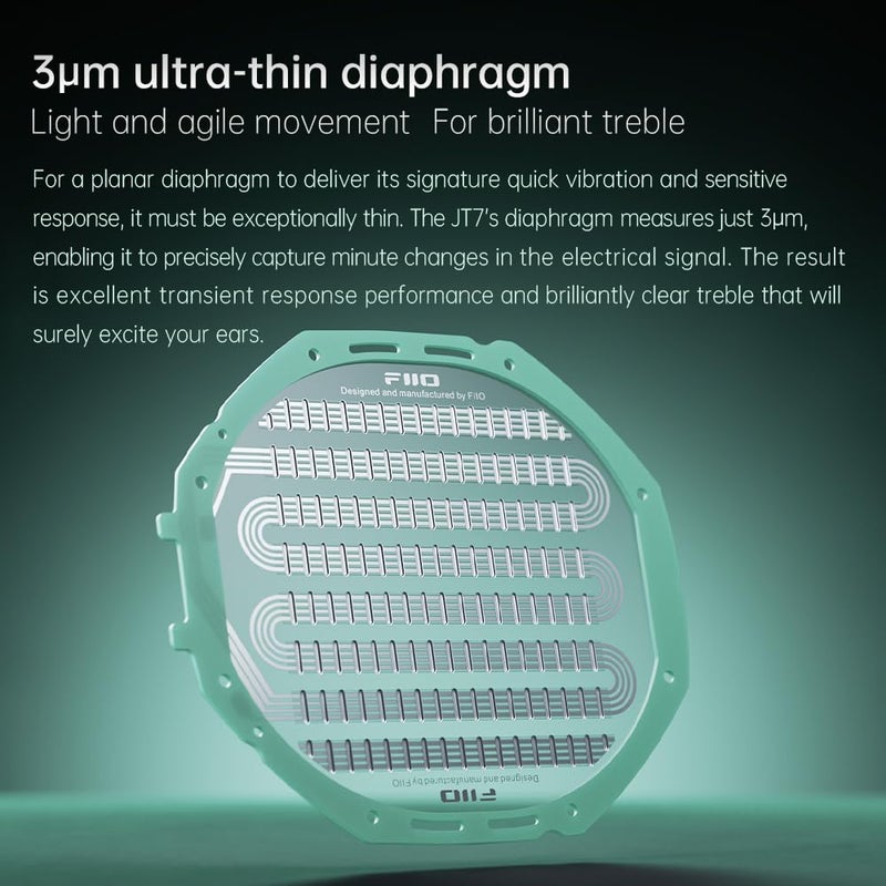 FiiO JT7 Over-Ear Planar Magnetic Headphones, 95x86mm Planar Driver, 3Âµm Ultra-Thin Diaphragm, Foldable Lightweight Design, Detachable 4.4mm/3.5mm Cable for Audiophiles (Black) - Image 4