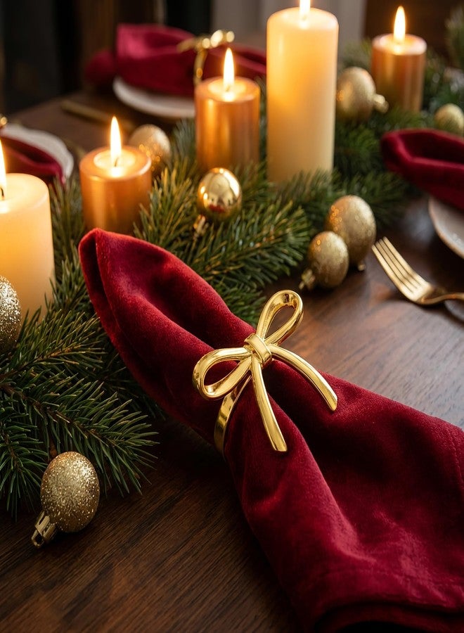 Bmpzery Gold Napkin Rings Set of 12 - Elegant Metal Bow Napkin Rings Holders, Rust-Proof Napkin Holders Buckles for Wedding Napkin Rings, Christmas, Banquet Dinner Party Table Decoration - Image 4