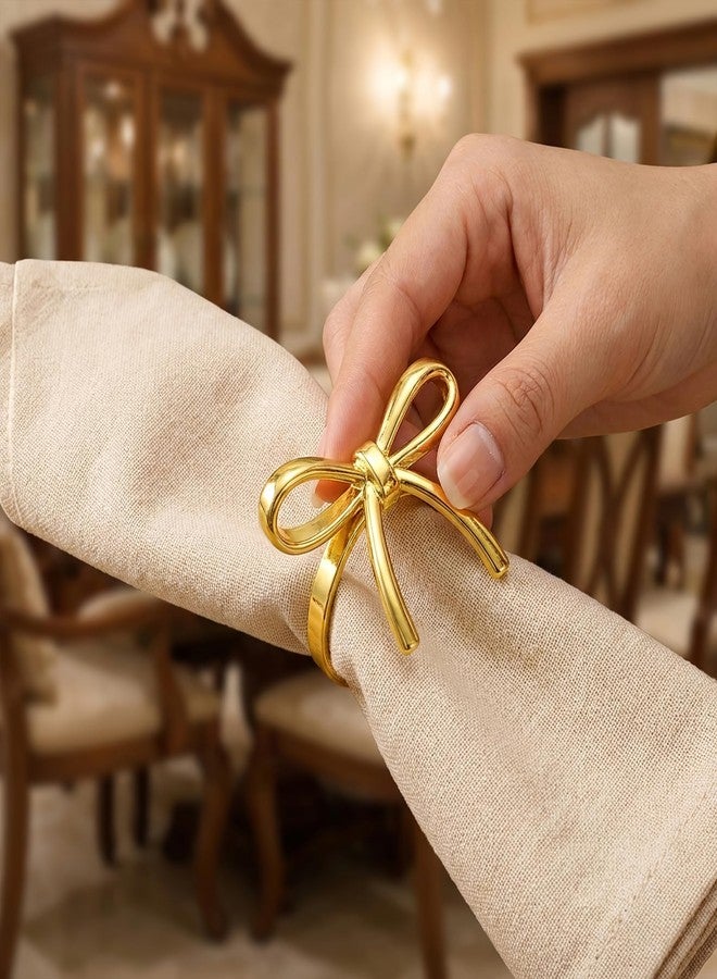 Bmpzery Gold Napkin Rings Set of 12 - Elegant Metal Bow Napkin Rings Holders, Rust-Proof Napkin Holders Buckles for Wedding Napkin Rings, Christmas, Banquet Dinner Party Table Decoration - Image 5