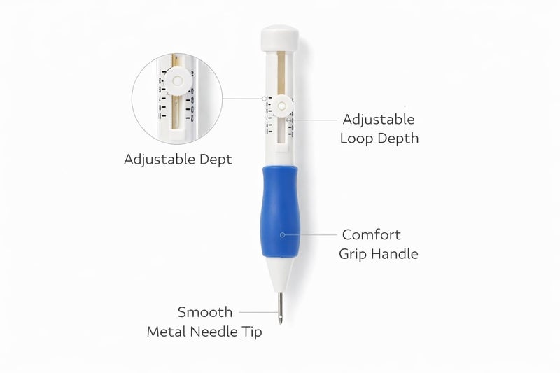 Golden Phoenix Punch Needle Embroidery Set with Adjustable Punch Needle Pen, Ergonomic Grip & Interchangeable Needles – Ideal for Beginners & DIY Craft Projects - Image 4