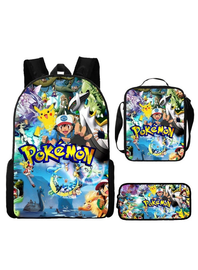 بوكيمون 2025-2026 بيكاتشو على ظهره مقلمة حقيبة كتف ثلاث قطع دعوى الترفيه الرياضة حقيبة السفر طالب حقيبة المدرسة - Image 1
