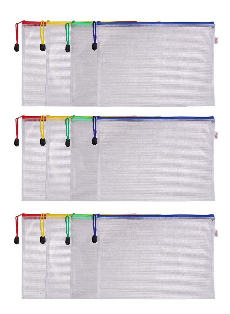 Deli 12-Piece A4 Size Zipper Bag Assorted Colours - Image 1
