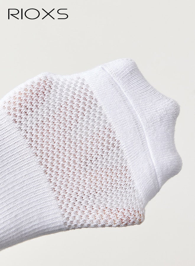 RIOXS 3 Pairs Mens Athletic Long Socks, Breathable Crew Athletic Mesh Socks for Males, Soft Moisture Wicking Cushion Long Socks for Hiking Running Traveling, White - Image 5