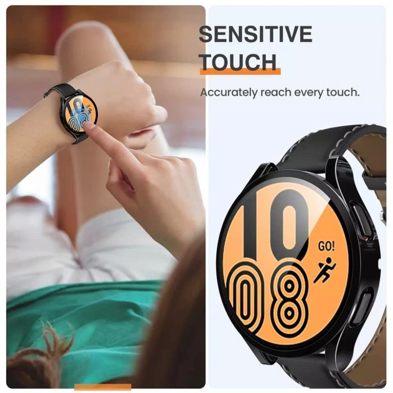 OpenTech Hard Silicone Protection Case Cover With Attached Screen Protector Compatible For Samsung Galaxy Smartwatch 4 (40Mm) Full Coverage (Black) - Image 5