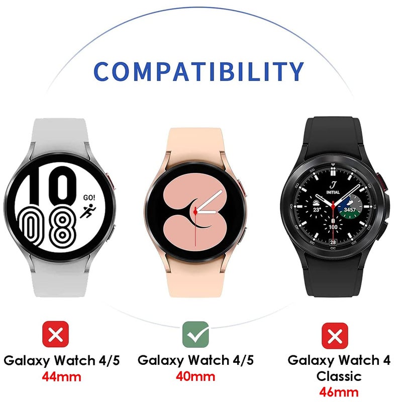 OpenTech Hard Silicone Protection Case Cover With Attached Screen Protector Compatible For Samsung Galaxy Smartwatch 4 (40Mm) Full Coverage (Black) - Image 2