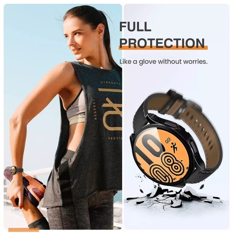 OpenTech Hard Silicone Protection Case Cover With Attached Screen Protector Compatible For Samsung Galaxy Smartwatch 4 (40Mm) Full Coverage (Black) - Image 4
