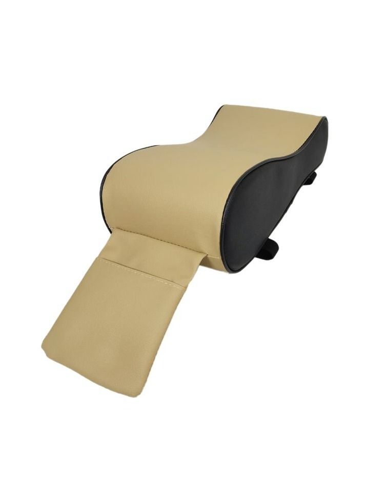 وسادة مسند الذراع للسيارة ، وسادة درابزين للسيارة ، وحدة التحكم المركزية في السيارة ، مسند الذراع ، وسادة مع جيب للهاتف المحمول ، بيج مع أسود 1 قطعة - Image 3