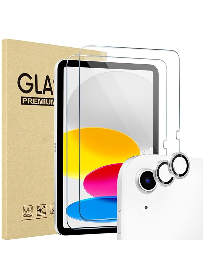 Procases 2 Pack Screen Protector For Ipad 10Th Generation Plus 2 Pack Camera Lens Protector Matching Ipad Colors Tempered Glass Film For Ipad 10 10.9 2022 Silver - Image 1
