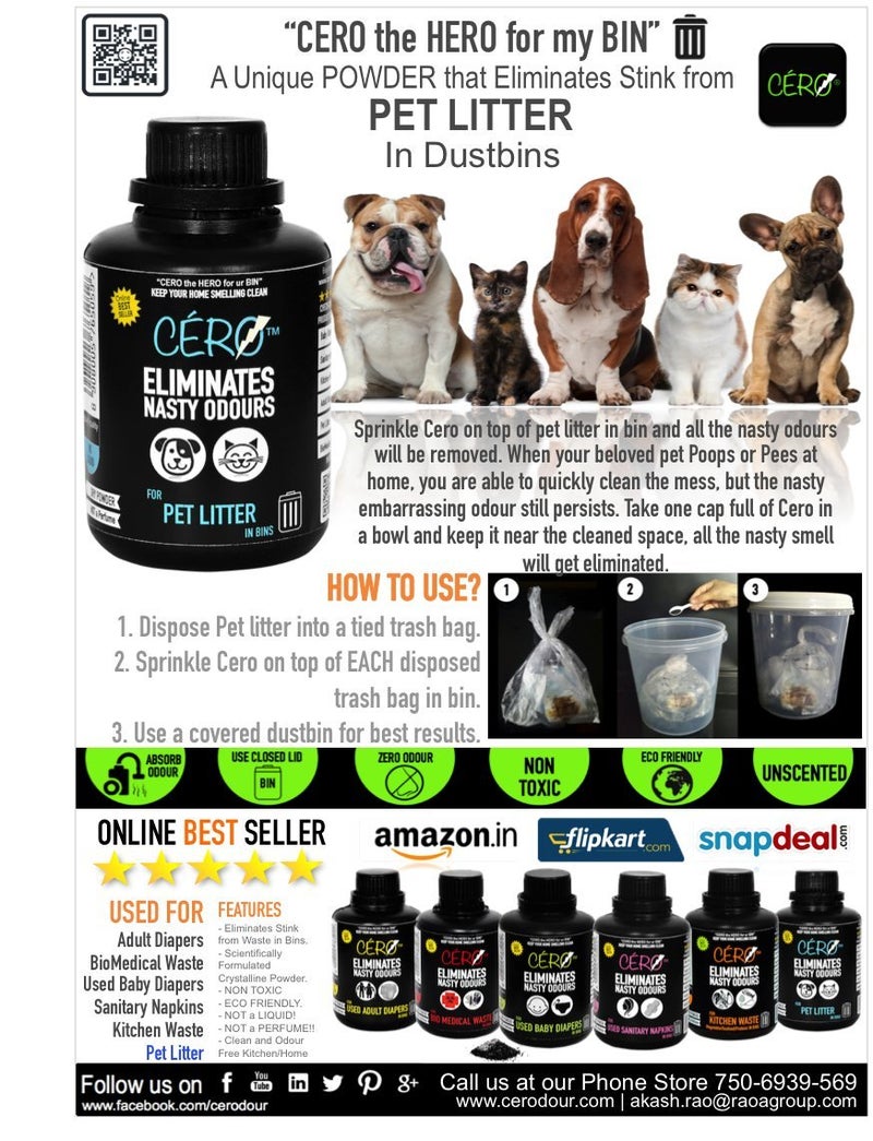 CERO a Unique Powder That Eliminates Stink from PET Litter (Dog/Cat/Others) in Bins - Image 4
