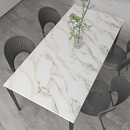 Ekmxmax White Marble Peel and Stick Wallpaper Granite Countertop Contact Paper 16"×118", White with Green Textured Self Adhesive Waterproof Glossy Removable PVC for Renter Furniture Cabinet Table - Image 2