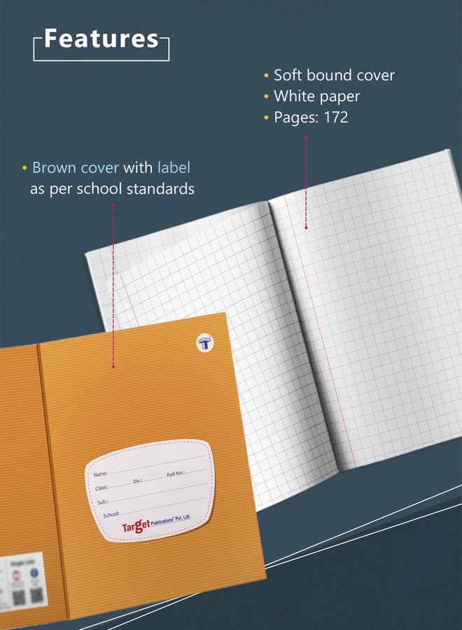 TARGET PUBLICATIONS Small Square Box Notebooks for Kids | 172 Ruled Pages | Soft Bound Cover | Maths Practice Books | 18 cm x 24 cm Approx | Set of 12 | GSM 58 - Image 2