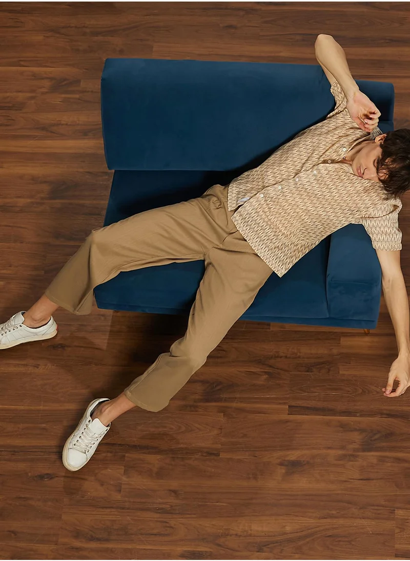 Campus Sutra Men's Canvas Beige Chevron-Knit Shirt