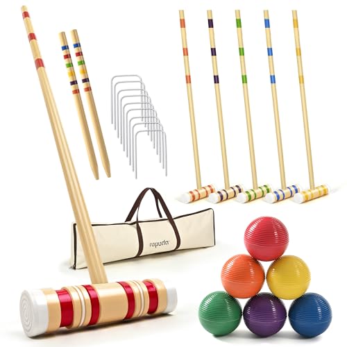 ropoda 35In Updated SixPlayer Croquet Set with Wooden Mallets Colored Balls Sturdy Carrying Bag for Adults Kids Croquet Set Perfect for LawnBackyardPark and More - Image 1