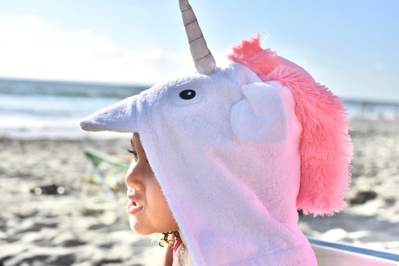 Yikes Twins Hooded Baby Towel for Kids 2-8 | Large 100% Cotton Baby Towel for Girls or Boys in White | Cute Unicorn Bath Towels for Babies and Toddlers with Rainbow Mane - Image 5