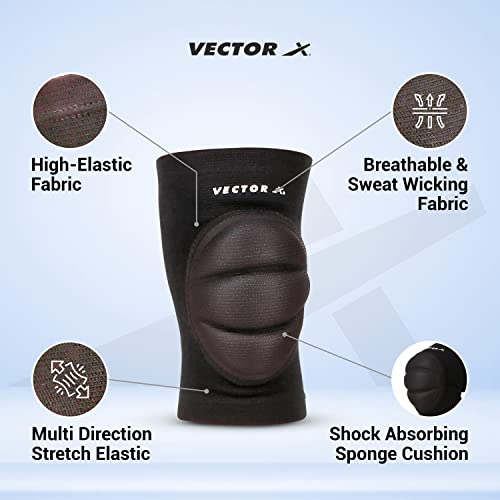 Vector X Knee Support Cap Brace/Sleeves For Sports, Pain Relief, Knee Compression Support, Exercise, Running, Cycling, Workout, Guard Brace For Men And Women (1 Piece In Box) (Black Medium) - Image 2