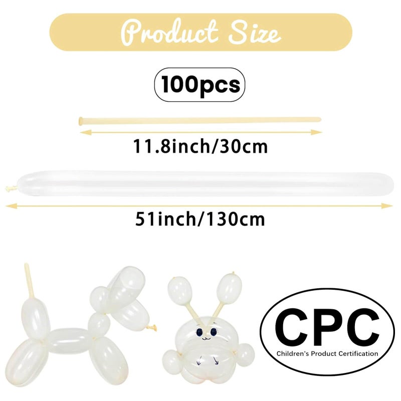 HYKJNBW 100Pcs Clear 260 Balloons, Long Balloon for Tying Balloon Arch, Long Skinny Clear Balloons for Twisting Ballons Animal balloons Birthday Party Wedding Festival Decorations - Image 2