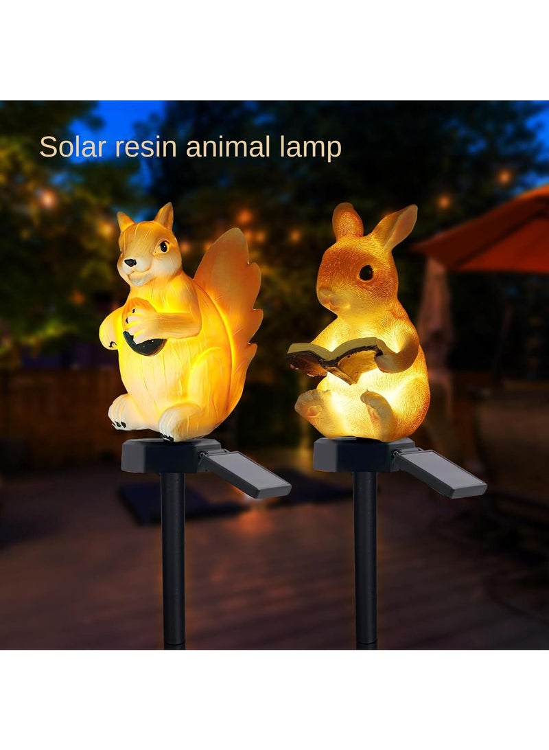 Generic 2 PCS Solar Plug-in Lamp Rabbit Squirrel Lamp Resin Simulation Animal Lamp Outdoor Landscape Lamp Garden Lamp Lawn Lamp  - Image 1