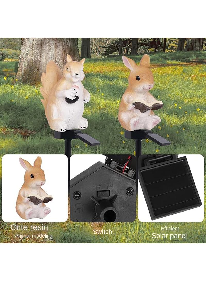 Generic 2 PCS Solar Plug-in Lamp Rabbit Squirrel Lamp Resin Simulation Animal Lamp Outdoor Landscape Lamp Garden Lamp Lawn Lamp  - Image 5
