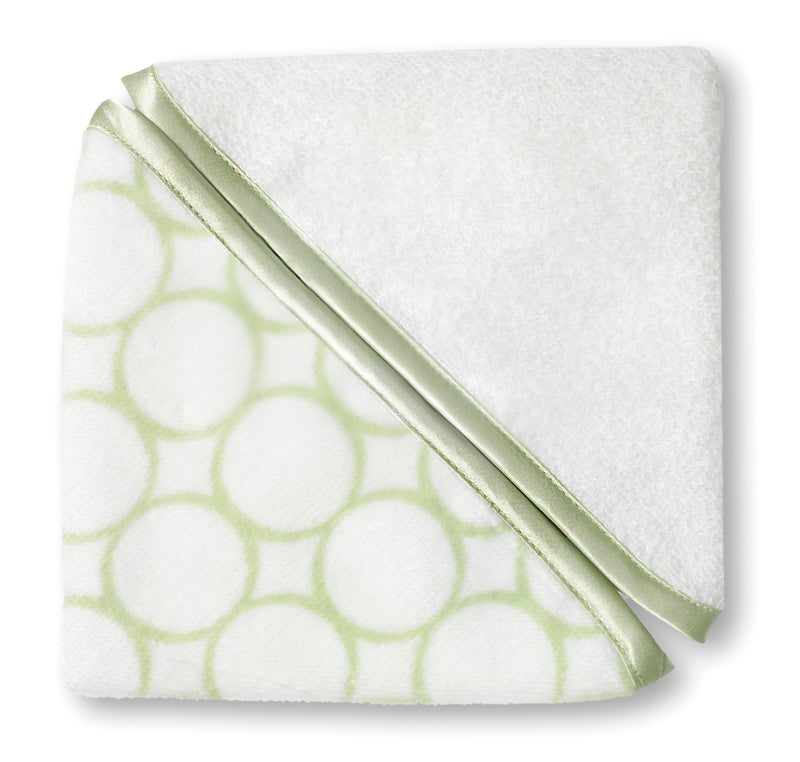 SwaddleDesigns Organic Cotton Terry Velour Washcloths for Baby/Toddler, Absorbent with Satin Trim, Set of 2, Kiwi Mod Circles - Image 1