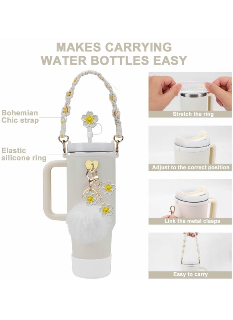 Best Choice Products - Stanley Cup Accessories Set,Water Bottle Handle Strap, Silicone Stanley Cup Boot, Stanley Charms for Stanley Cup 40oz Tumbler - Image 1