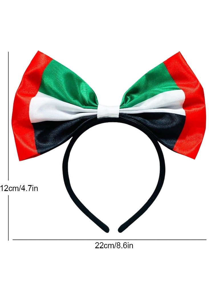 Oasisgalore UAE Flag Colours Festive Celebration Bow Headband, Pretty Girl Holiday Birthday Gift - Image 3