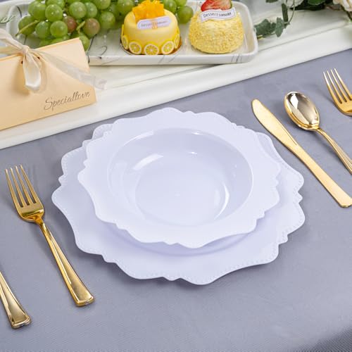 COLOSUS 60 Pack White Plastic Bowls 12 oz Disposable Soup Bowls Premium Plastic Dinner BowlsHeavyduty Dessert Salad Bowl for Party Wedding Dinner and Catering - Image 3