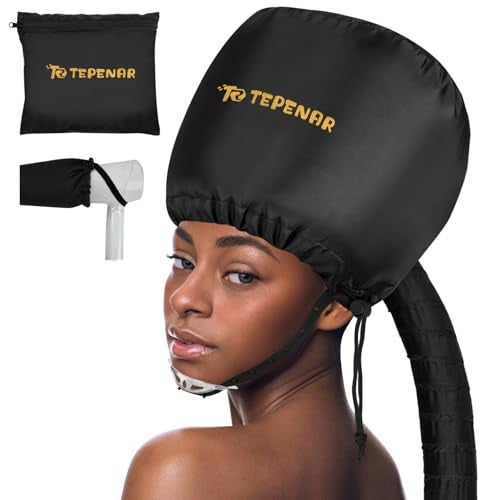 TEPENAR Bonnet Hood Hair Dryer Attachment by TEPENAR - Adjustable Extra Large Soft Bonnet with Chin Strap Use For Deep Conditioning Hair Styling and Drying - Image 1