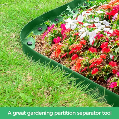 FunFanso 2-Inch x 33 FT Landscape Edging Border with 50 Spikes, Garden Edging Lawn Edging Border Kit, Plastic Edging Border Flexible for Garden Flower Beds Lawn Yard Pathway (Green) - Image 2