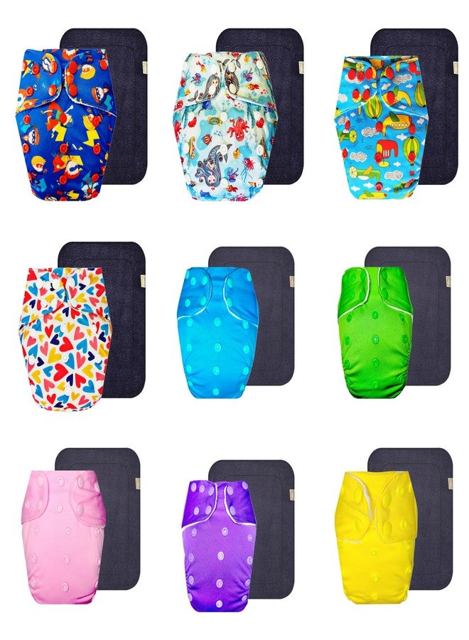 Dumbledo Premium Cloth Diaper with Black Insert (Pack of 9) | Dry Feel and Comfortable | Leakproof | Travel Friendly | Designed by Moms | 3 Months - 3 Years | Unisex Baby - Image 1