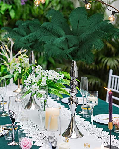 CROWN GUIDE Black Ostrich Feathers Bulk 10 Pieces Making Kit 28 Inch Long Large Feathers for Crafts Vase Centerpieces Feather Lamp Wedding Party Pack Flower Arrangement Home Decoration Green - Image 3
