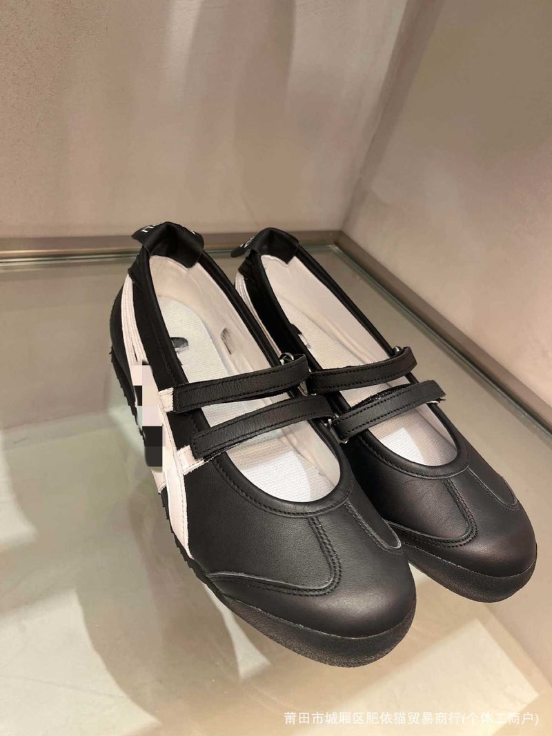 Tiger TGRS Mary Jane Ballet Flats for Women - Calfskin Leather, Low Heel, Round Toe, Sparkle Princess Style, Lightweight Casual Shoes