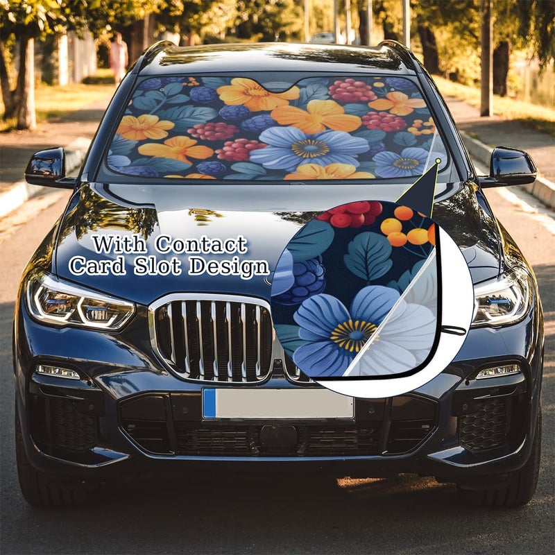 Flower Car Windshield Sunshade, Foldable Sun Shield Keep Your Vehicle Cool, Leaf Plant - Image 5