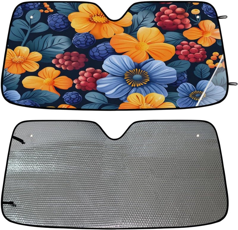 Flower Car Windshield Sunshade, Foldable Sun Shield Keep Your Vehicle Cool, Leaf Plant - Image 4