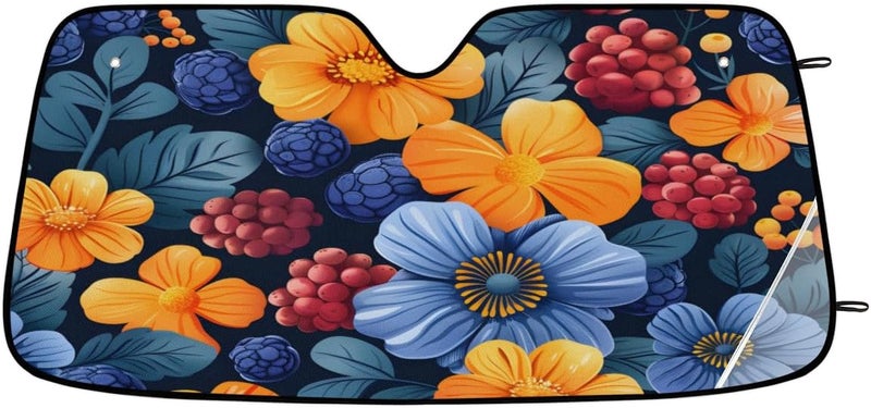 Flower Car Windshield Sunshade, Foldable Sun Shield Keep Your Vehicle Cool, Leaf Plant - Image 2