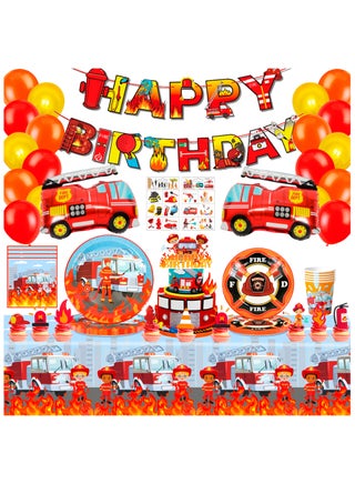 Fire Truck Birthday Party Decoration for 16 Guests, Firefighter Disposable Party Tableware Set Firetruck Balloons Plates Napkins Tablecloth ect Fireman Birthday Party Supplies - pzsku/Z311DC8D745A920F61CA9Z/45/1746224658/6ef742df-fb07-4fc9-8b4c-1a5428db3a6c
