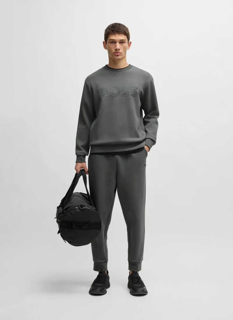 BOSS Stretch-cotton sweatshirt with sandwich logo