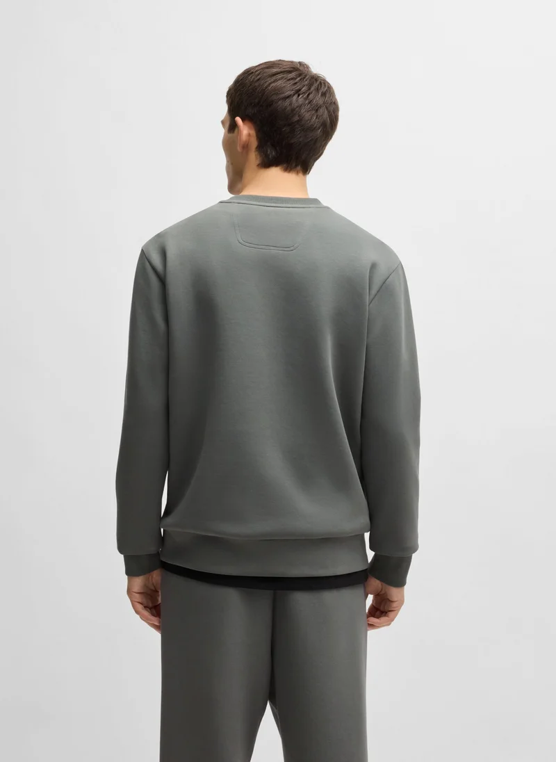 BOSS Stretch-cotton sweatshirt with sandwich logo