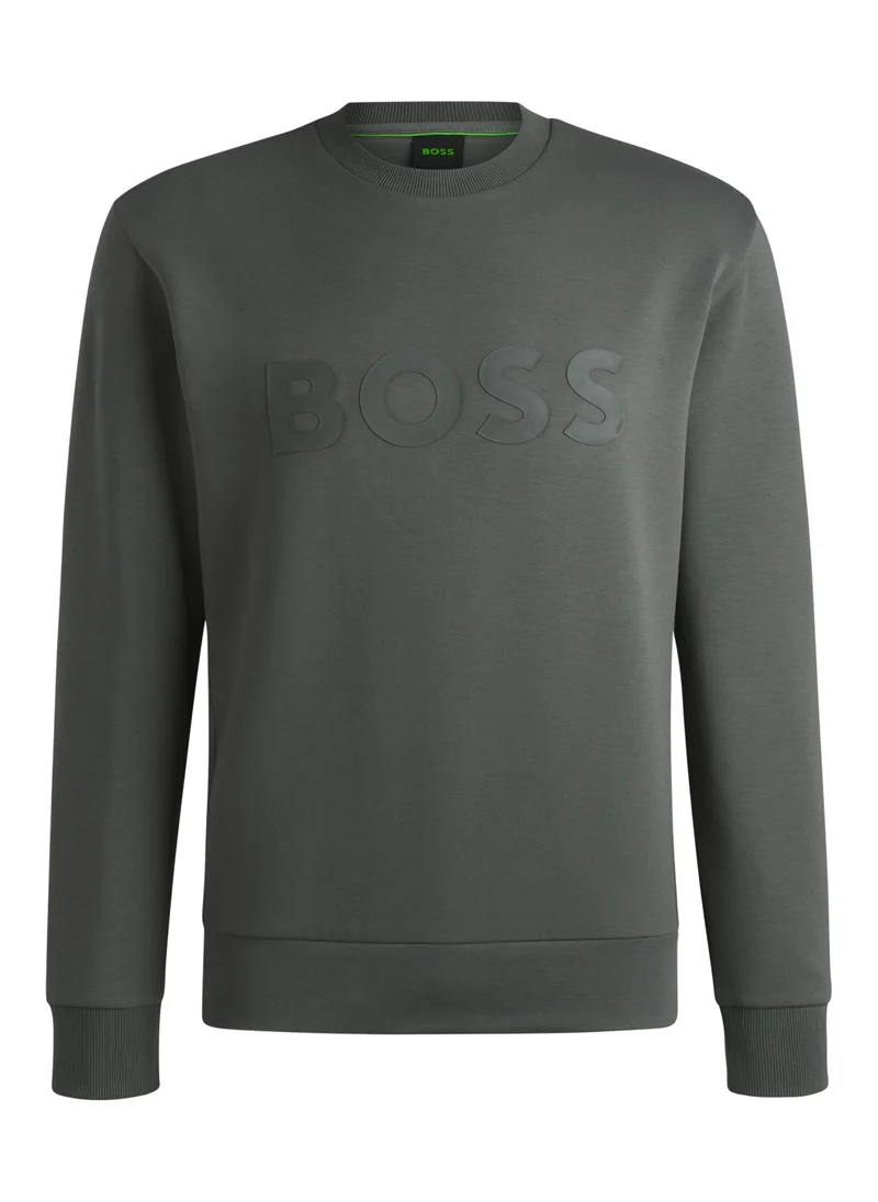 BOSS Stretch-cotton sweatshirt with sandwich logo