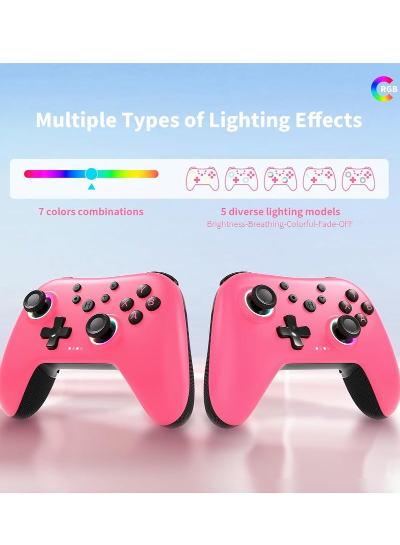 AceGamer وحدة تحكم بلوتوث لاسلكية 2.4G أورا لوندوز PC / سويتش / ستيم / iOS / أندرويد، جيمباد PC جويستيك مع جويستيك تأثير هول، زر خلفي قابل للبرمجة، محرك رنان خطي (وردي) - Image 2