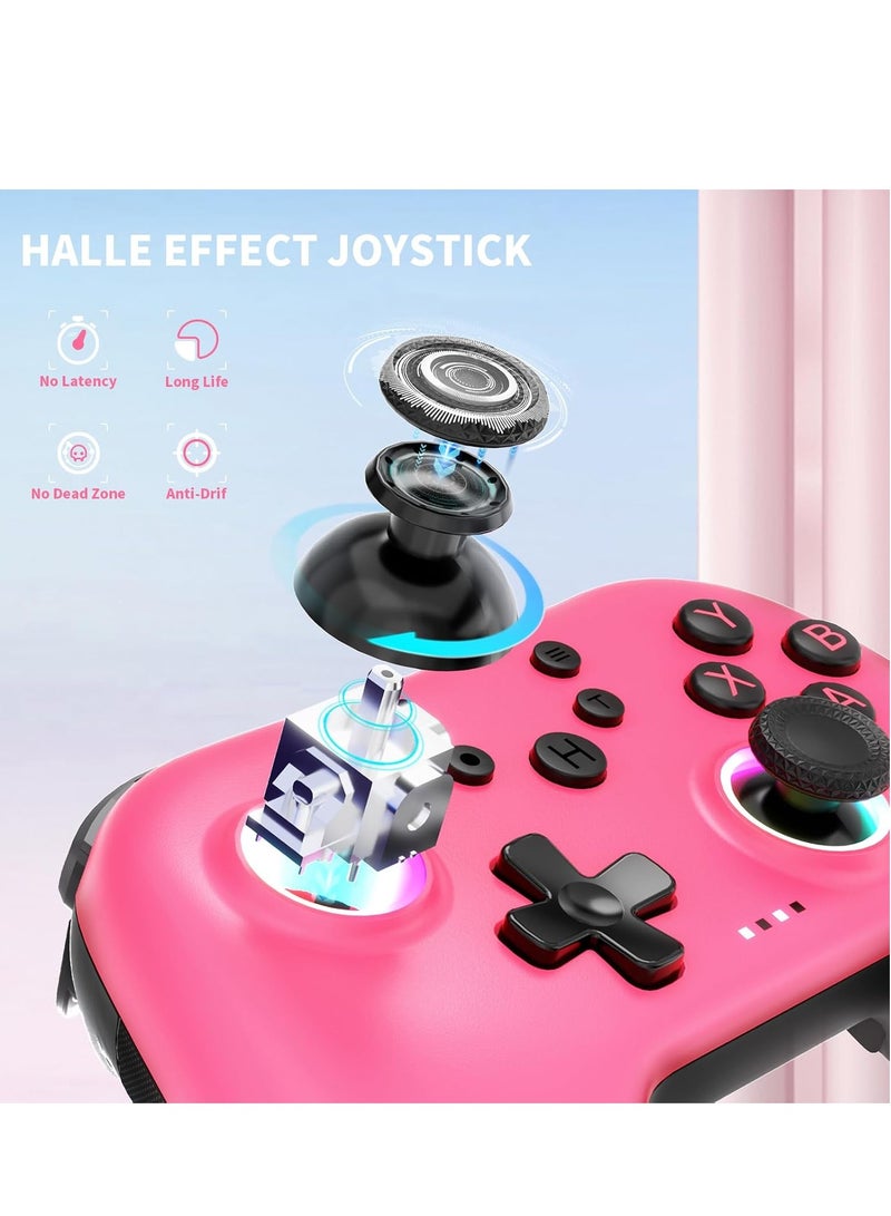AceGamer وحدة تحكم بلوتوث لاسلكية 2.4G أورا لوندوز PC / سويتش / ستيم / iOS / أندرويد، جيمباد PC جويستيك مع جويستيك تأثير هول، زر خلفي قابل للبرمجة، محرك رنان خطي (وردي) - Image 3