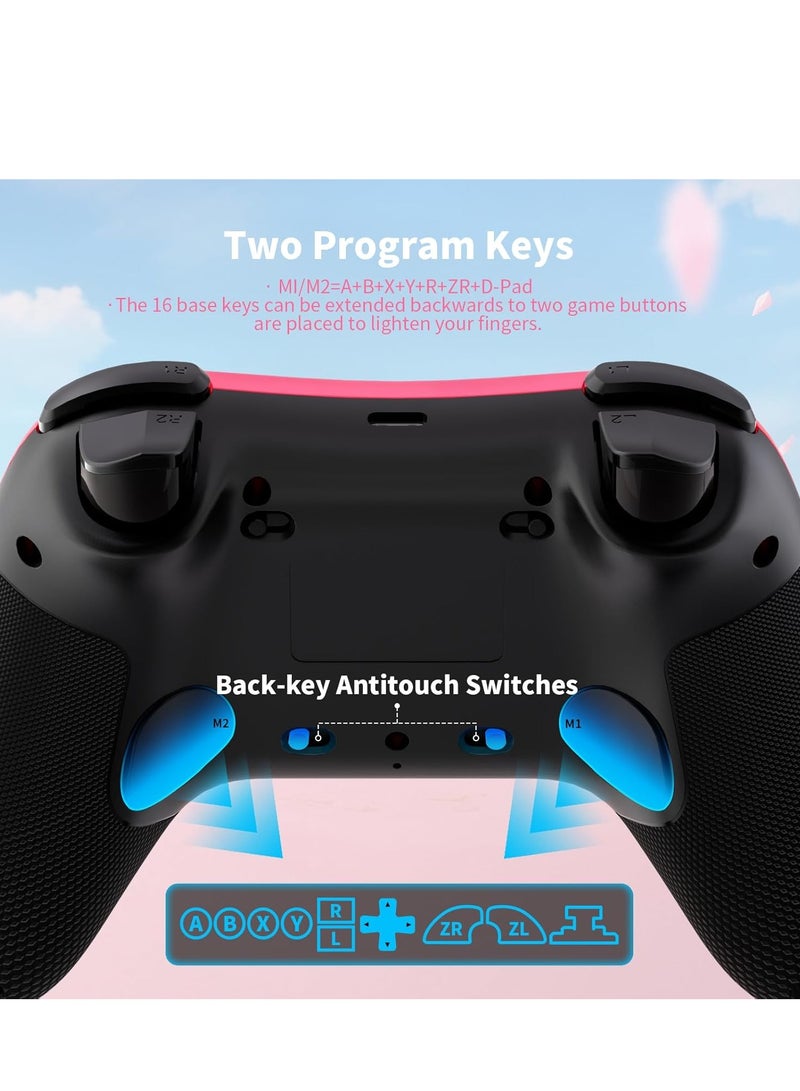 AceGamer وحدة تحكم بلوتوث لاسلكية 2.4G أورا لوندوز PC / سويتش / ستيم / iOS / أندرويد، جيمباد PC جويستيك مع جويستيك تأثير هول، زر خلفي قابل للبرمجة، محرك رنان خطي (وردي) - Image 5
