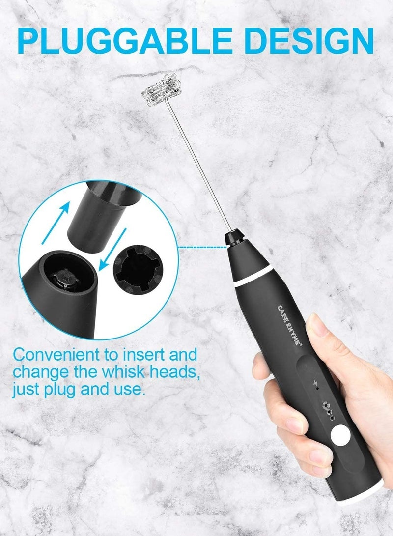 Milk Frother, Electric Handheld Coffee Frother USB Rechargeable, 3 Gear Adjustable Milk Bubbler with Ballon Whisk for for Cappuccino, Hot Chocolate, Egg Beating, BPA Free - Image 5