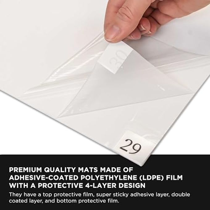 Master Airbrush Master Elite Sticky Tacky Adhesive Cleanroom Floor Mats, 24" x 36", 4 Packs of 30 White Sheets Each for Laboratory, Paint Spray Booth, Construction Sites Trap Remove Dirt, Shoe & Pet Debris - Image 3
