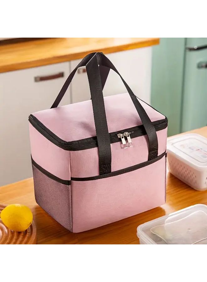 Pink Large Capacity Insulated Lunch Bag Leak Proof Thermal Food Box For Office School - Image 1