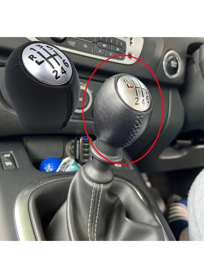 Black 6 Speed Manual Gear Shift Knob PU Leather For Multiple Car Models - Image 4