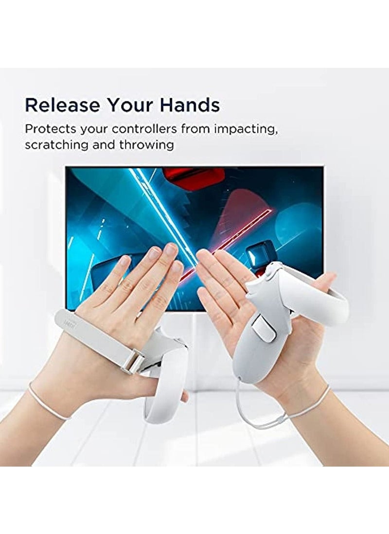 KIWI design - KIWI design Upgraded Controller Grips Cover with Battery Opening Protector with Knuckle Straps Compatible with Quest 2 Accessories Gray White - Image 1