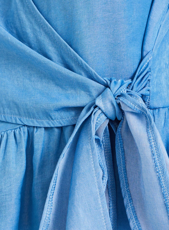 Take Two Solid Long Sleeves Ruffle Hem Wrap Top  - Image 4