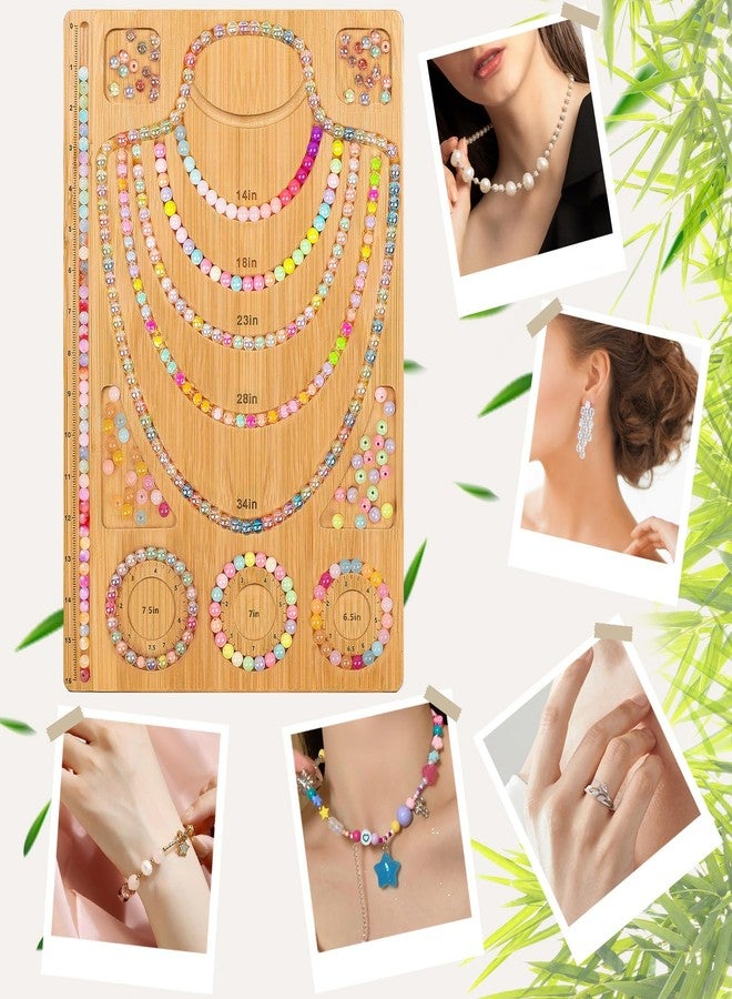 Adrattnay Wooden Bead Boards for Jewelry Making with Box, 16.9 x 11.4” Bamboo Beading Board for Bracelet Necklaces Making, Beginners Bead Design Board Measuring Beads Tray - Image 5