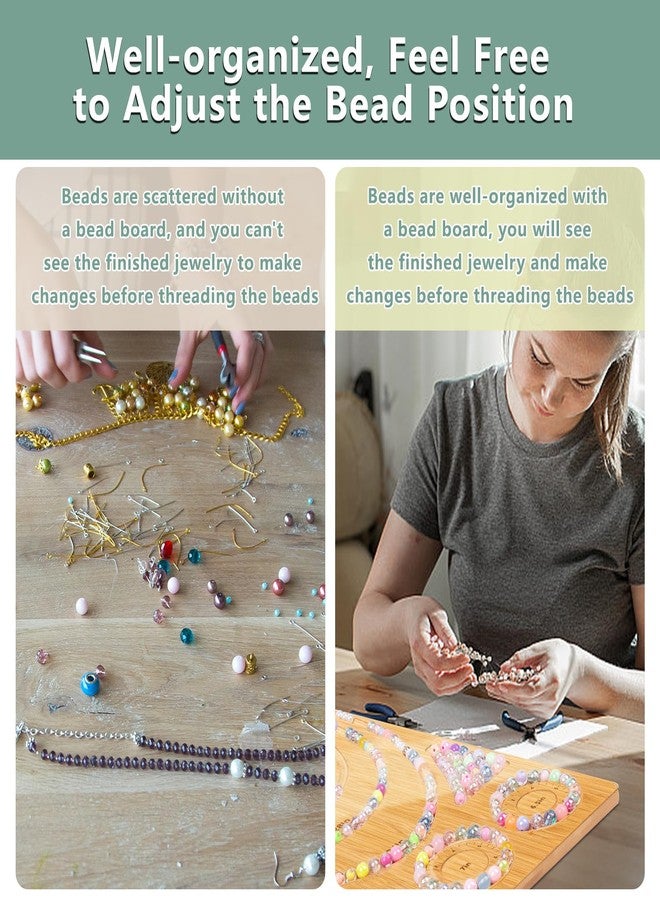 Adrattnay Wooden Bead Boards for Jewelry Making with Box, 16.9 x 11.4” Bamboo Beading Board for Bracelet Necklaces Making, Beginners Bead Design Board Measuring Beads Tray - Image 4