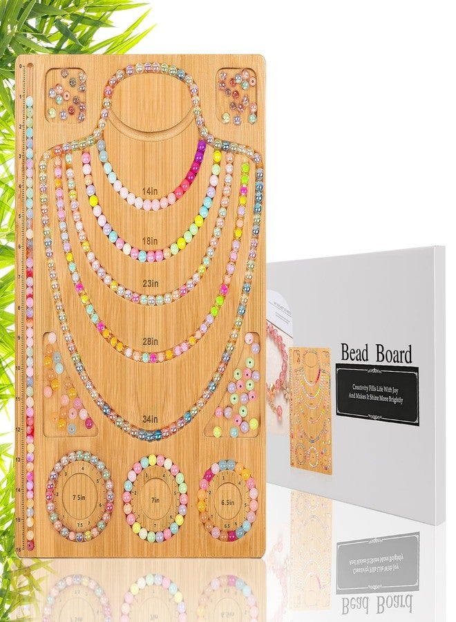 Adrattnay Wooden Bead Boards for Jewelry Making with Box, 16.9 x 11.4” Bamboo Beading Board for Bracelet Necklaces Making, Beginners Bead Design Board Measuring Beads Tray - Image 1